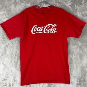 Coca Cola Red T Shirt Fruit of the Loom L/S Tee Classic Logo Medium